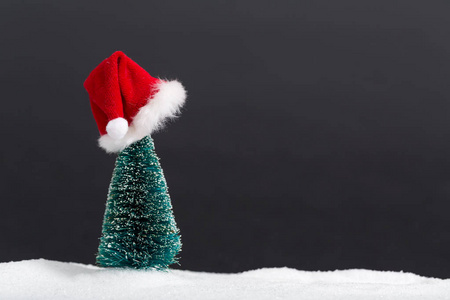 圣诞老人帽子和圣诞树