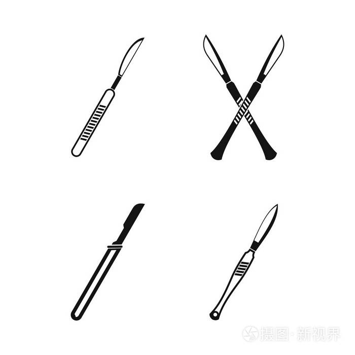 手术刀图标套装, 简约风格
