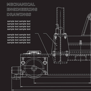 黑色背景下的机械工程图纸图片