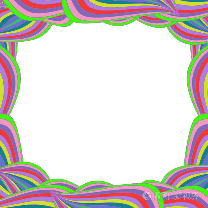 明亮的多彩多姿的框架与彩虹波浪线和空间