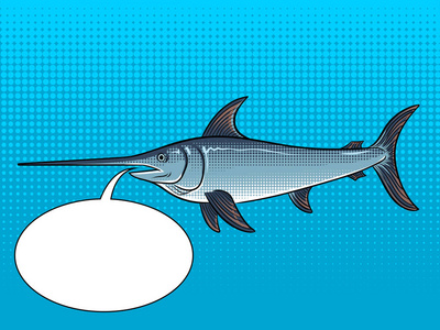 箭鱼流行艺术矢量插画