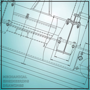 机械工程图纸。工程.矢量浅蓝色背景