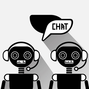 聊天服务图标概念黑聊天 Bot 或 Chatterbot 在线支持技术