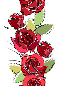 红色玫瑰的无缝垂直边框图片