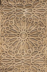 Casablanc 在哈桑二世清真寺的花卉雕刻装饰细节