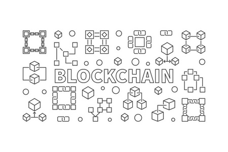 细线型 Blockchain 矢量水平横幅