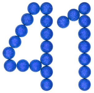 数字 41, 四十一, 从装饰球, 在白色隔离照片