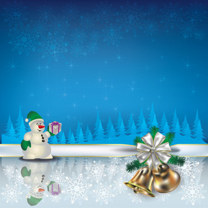 带雪人和铃铛的圣诞问候