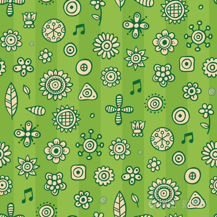 可爱的绿色图案,有条纹,可爱的元素