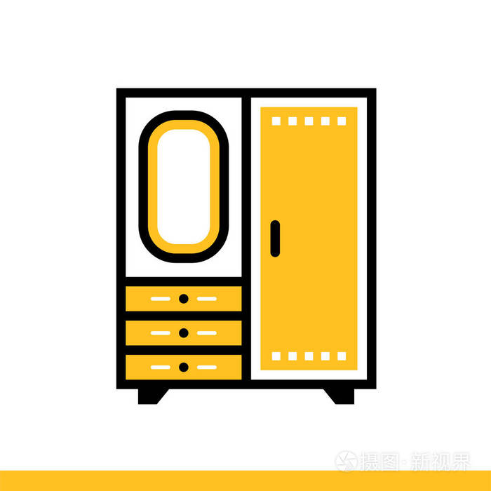 轮廓图标衣柜.酒店服务.适用于印刷,网站