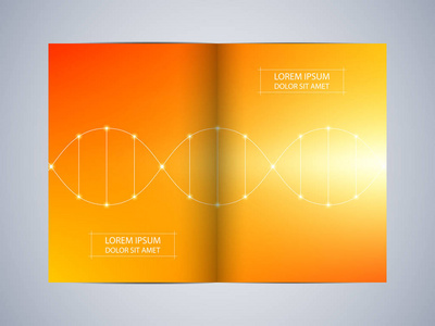 双折叠小册子设计与脱氧核糖核酸分子背景, 媒介例证