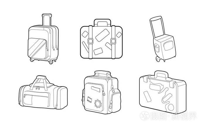 旅行包图标集, 轮廓样式插画-正版商用图片03f189-摄图新视界