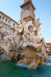 罗马纳沃纳广场的Fontana Dei Quattro Fiumi