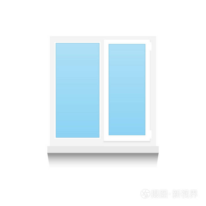 现实的塑料 doublewinged 窗口白色背景。矢量插图