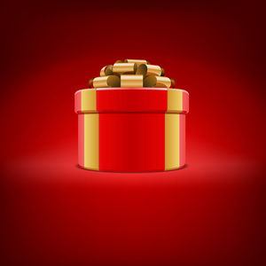 带金色丝带的红色礼品盒