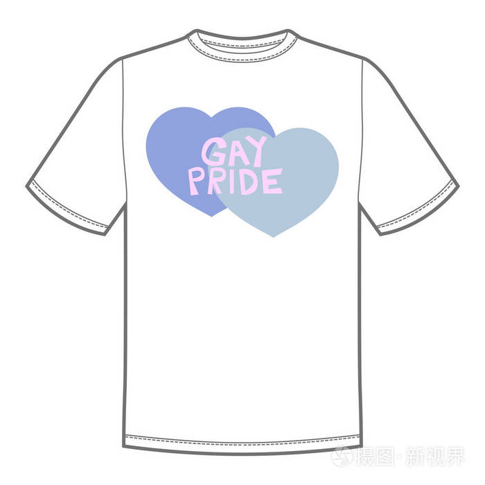矢量打印tshirt与骄傲lgbt心脏