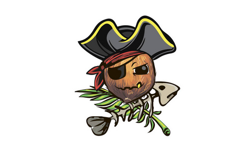 椰子海盗一顶海盗帽上的椰子卡通椰子pirat