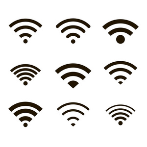 wifi 图标集, 符号, 标志, 矢量 插画