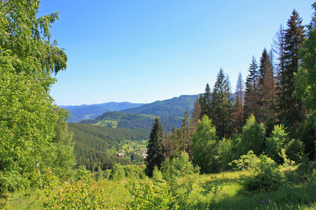 乌克兰 Yaremche 山 Makovitsa 山脉全景