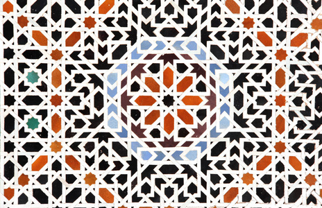 传统的摩洛哥拼接墙，摩洛哥的细节