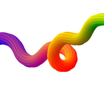 时尚抽象的彩色液体形状, 带肋流体元素与彩虹梯度波。可用作卡片和网页设计横幅和海报的背景或样机