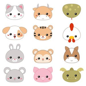 动物脸矢量插画照片