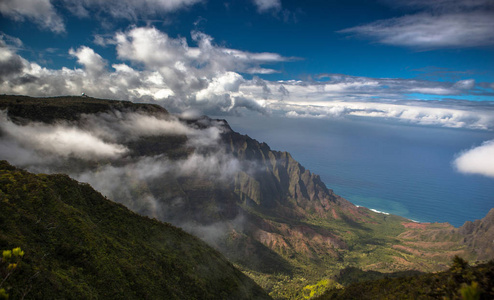 在夏威夷考艾岛上美丽 Na Pali 海岸