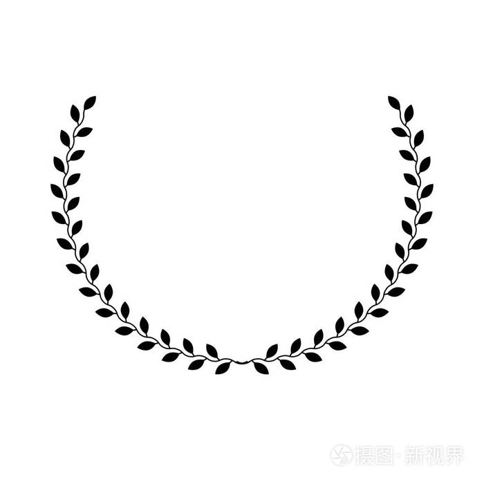 月桂花环花卉的古代象征纹章矢量设计元素复古风格标签纹章标志