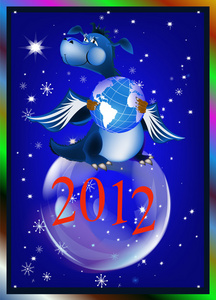 深蓝色的龙新年2012年的象征