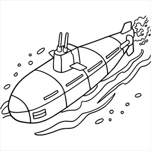 白色背景下卡通潜艇的矢量图解照片