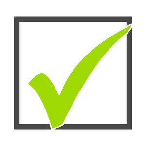 框中的绿色的勾符号照片