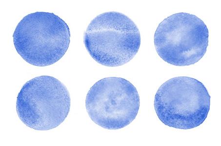 抽象水彩斑点形成蓝色圆形的背景图像