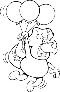 漂浮线条卡通恐龙手持气球漂浮照片