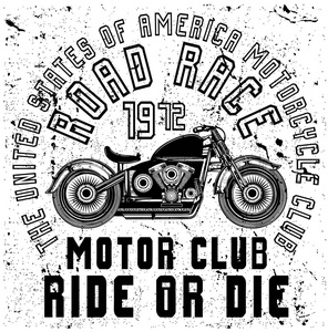 老式的摩托车。手工绘制的 grunge 复古插画