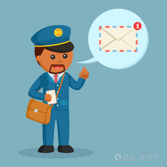 带邮件通知标注的非洲邮递员