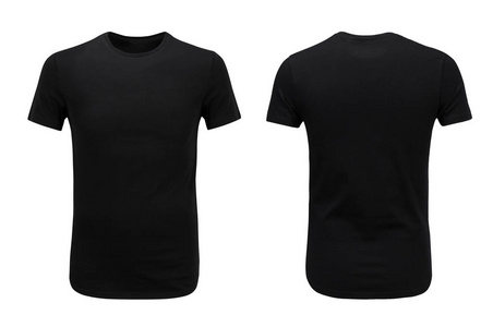 前后图黑白背景下黑色 t-shirt 的前后视图照片