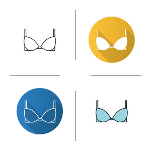 胸罩图标，线性和颜色样式