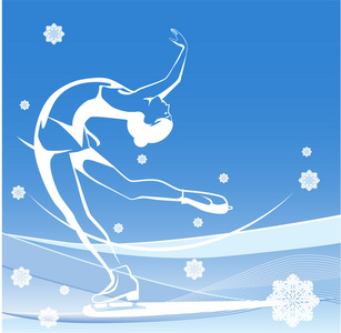 女士们花样滑冰. 冰上表演.照片