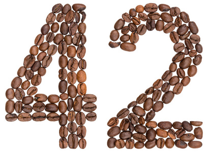 阿拉伯语数字 42, 四十二, 从咖啡豆, 孤立