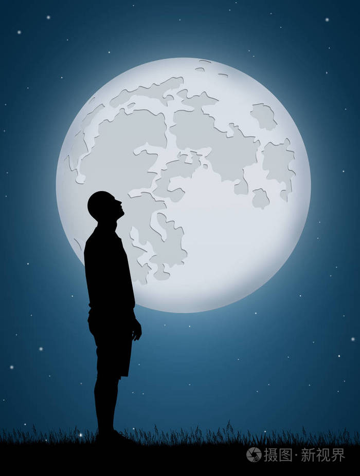 男人看月亮