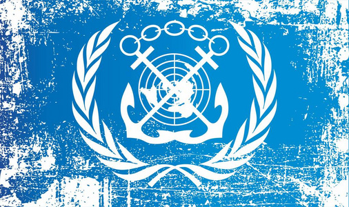 国际旗帜国际海事组织的旗帜.皱纹肮脏的斑点.
