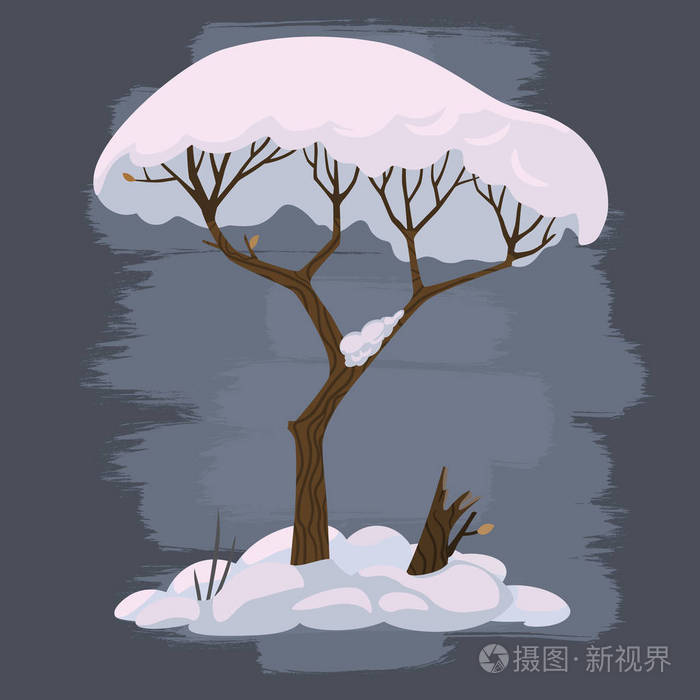 冬天动画片树在雪例证