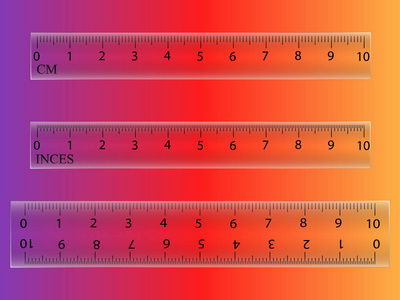 学校用无色的颜色测量10厘米的塑料表带。背景上隔离的矢量插图