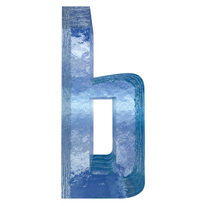 冰冻液体字母 b 的概念装饰蓝色凉水晶, 冬季季节字体