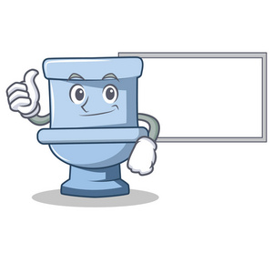 纸板字符竖起大拇指的纸板马桶字符卡通风格照片