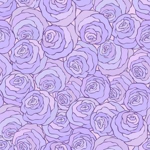 花卉装饰明亮粉红色的背景与可爱的玫瑰，无缝模式在紫丁香色