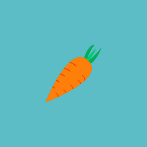 图标平坦的胡萝卜元素。在干净的背景上隔离的图标纯素食的矢量插图。可作为胡萝卜, 蔬菜和植物的标志