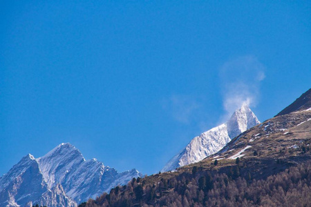 白雪覆盖的瑞士阿尔卑斯山山峰