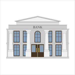 银行大楼矢量插图。平面设计风格