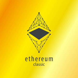 Ethereum 经典符号矢量图标与金色背景, 插图, Eps 文件